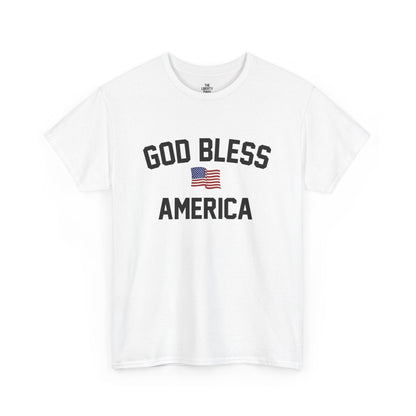 God Bless America - Graphic Tee with American Flag Design